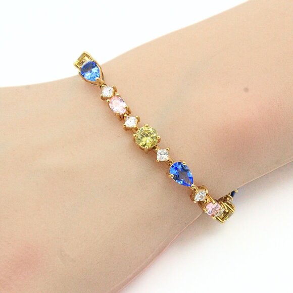 Hallmarked Suzanne Somers Pastel Color Crystal Sterling Silver Bracelet - Picture 13 of 15